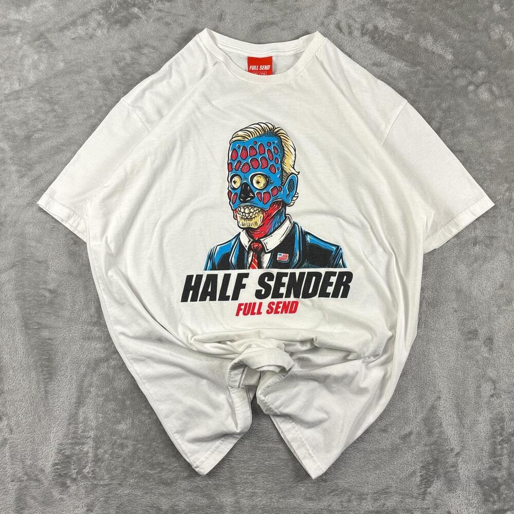 Full Send Half Sender White Nelk Boys Graphic T-shirt Size XL
